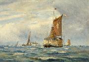 William Lionel Wyllie A Breezy Day on the Medway, Kent oil painting artist
